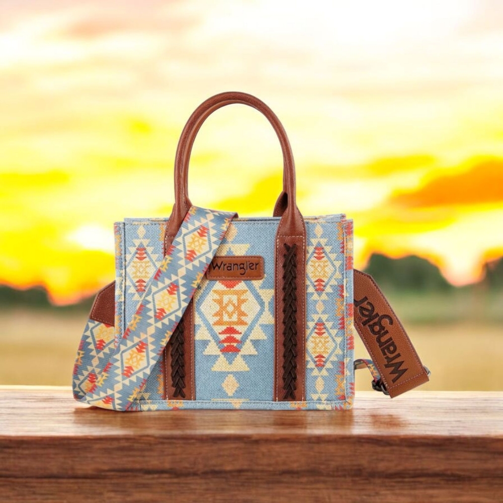 NWT Wrangler Blue and Brown Patterned Women's Bag